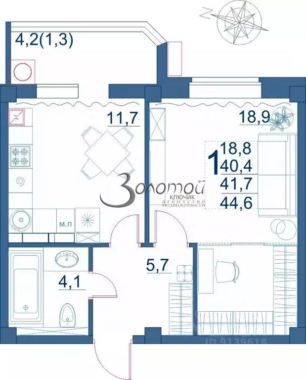 1-к кв. Ставропольский край, Ессентуки ул. Шмидта, 100 (44.6 м) - Фото 2