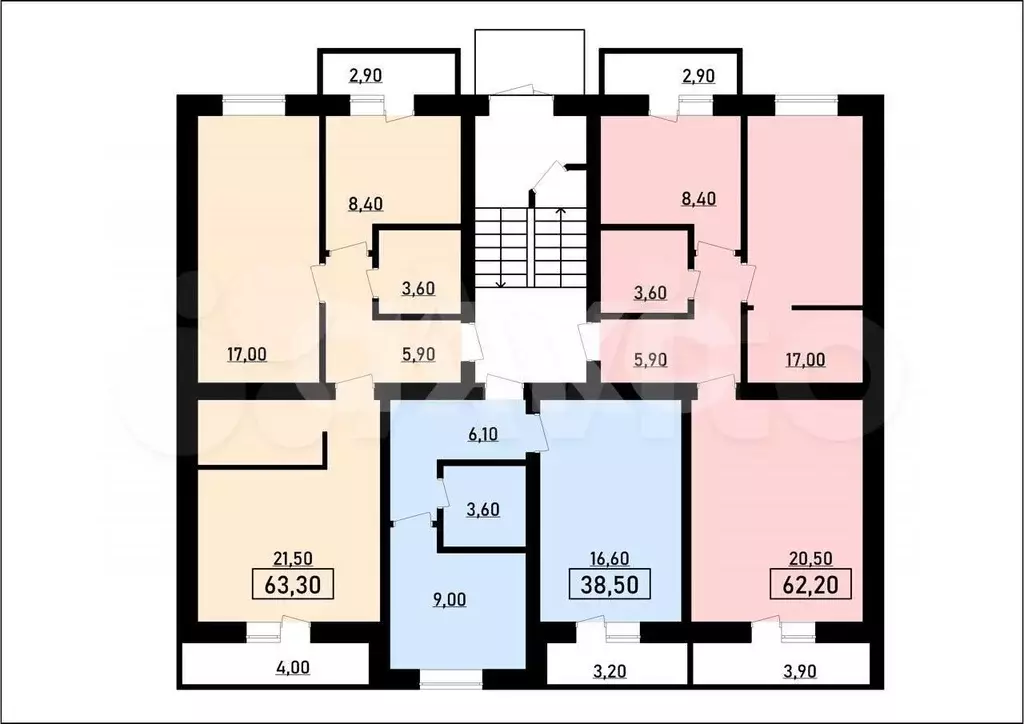 2-к. квартира, 58,2 м, 1/3 эт. - Фото 0