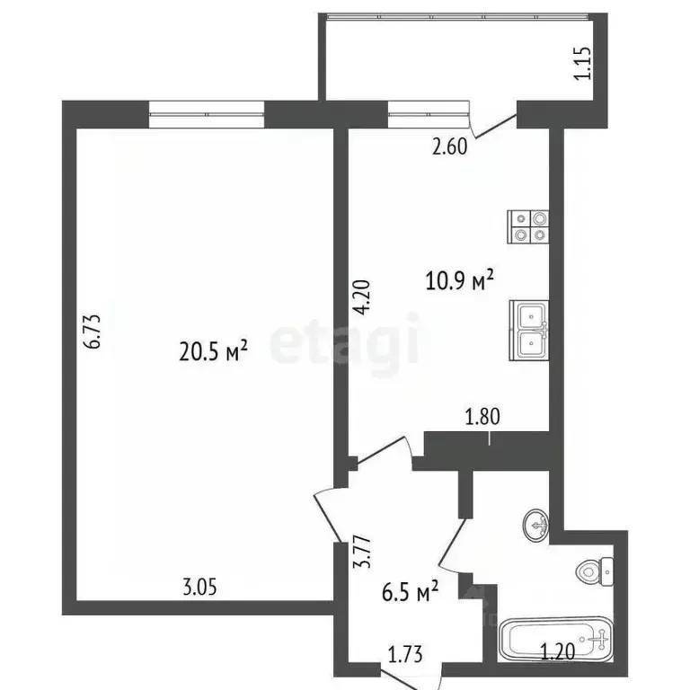 1-к кв. Краснодарский край, Анапа Парковая ул., 64Ак1 (43.5 м) - Фото 2