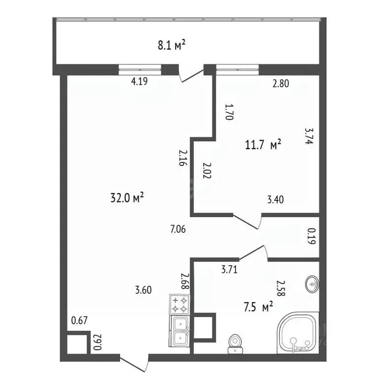 1-к кв. Санкт-Петербург Ждановская ул., 45 (51.2 м) - Фото 2