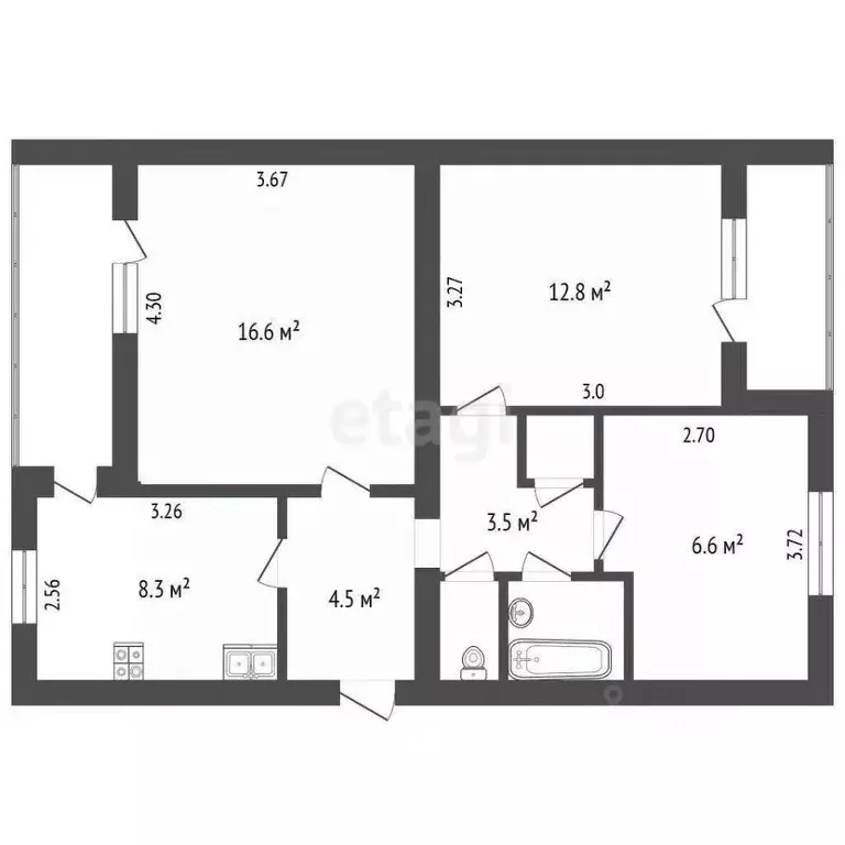 3-к кв. Ростовская область, Аксай ул. Вартанова, 2А (60.0 м) - Фото 2