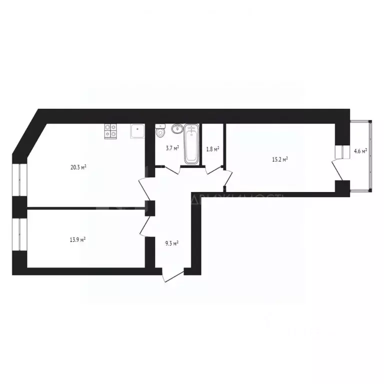 2-к кв. Тюменская область, Тюмень ул. Мельникайте, 144к1 (60.1 м) - Фото 2