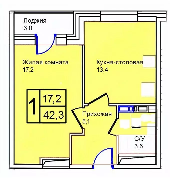 1-к кв. Москва Троицк поселение,  (42.3 м) - Фото 1