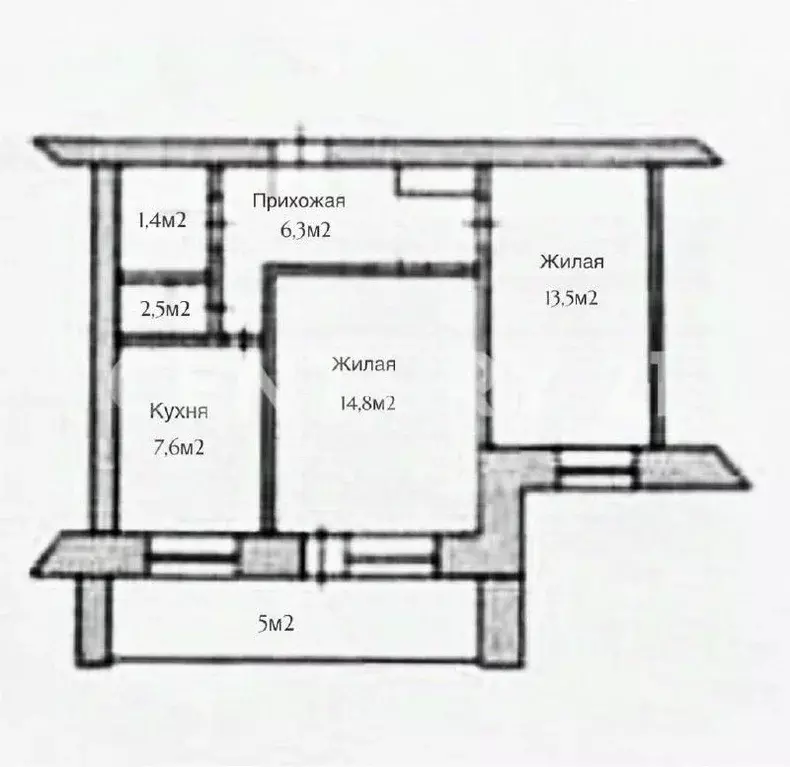 2-к кв. Чувашия, Чебоксары ул. Эльменя, 22 (51.1 м) - Фото 2