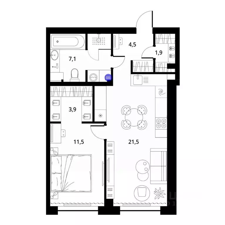 1-к кв. Владимирская область, Киржач Красный Октябрь мкр, ул. ... - Фото 1