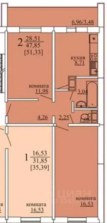 2-к кв. Челябинская область, Копейск просп. Победы, 48Б (51.4 м) - Фото 1