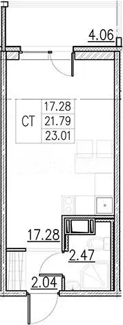 Квартира-студия, 21,4 м, 7/12 эт. - Фото 0