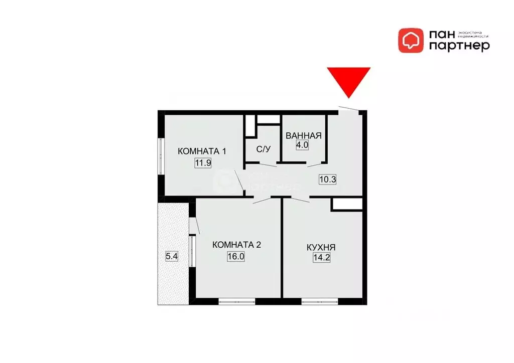 2-к кв. Санкт-Петербург ул. Типанова, 23с1 (64.0 м) - Фото 1