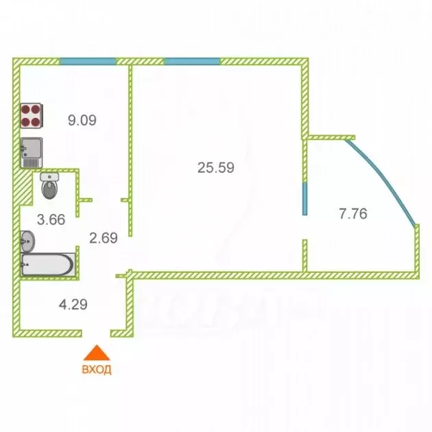 1-комнатная квартира: Тюмень, улица Червишевский Тракт, 21к3 (45 м) - Фото 2