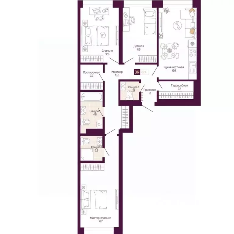 3-к кв. Нижегородская область, Нижний Новгород ул. Тургенева (87.4 м) - Фото 1