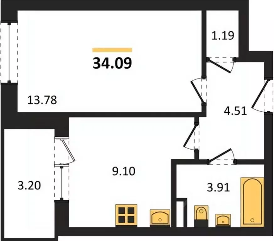 1-к кв. Воронежская область, Воронеж Острогожская ул., 156/3 (34.09 м) - Фото 2