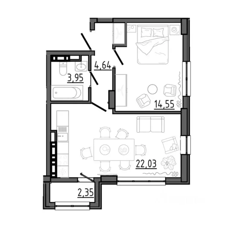 1-к кв. Крым, Белогорск  (45.88 м) - Фото 1