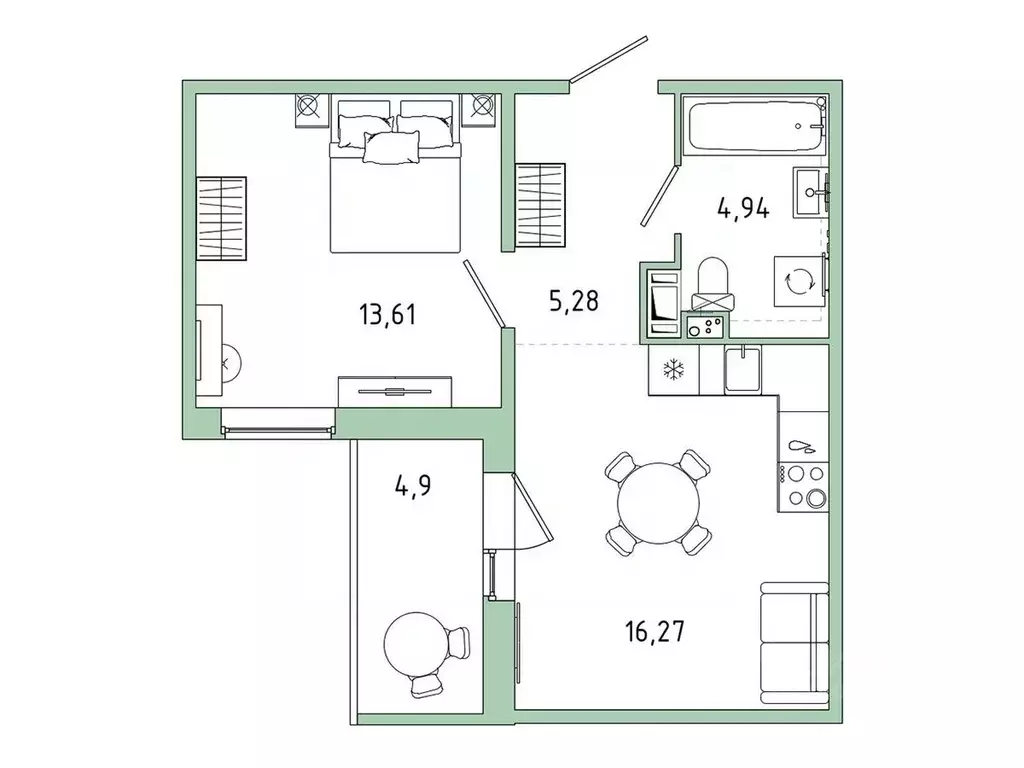 1-к кв. Ленинградская область, Гатчина Въезд мкр,  (42.55 м) - Фото 1