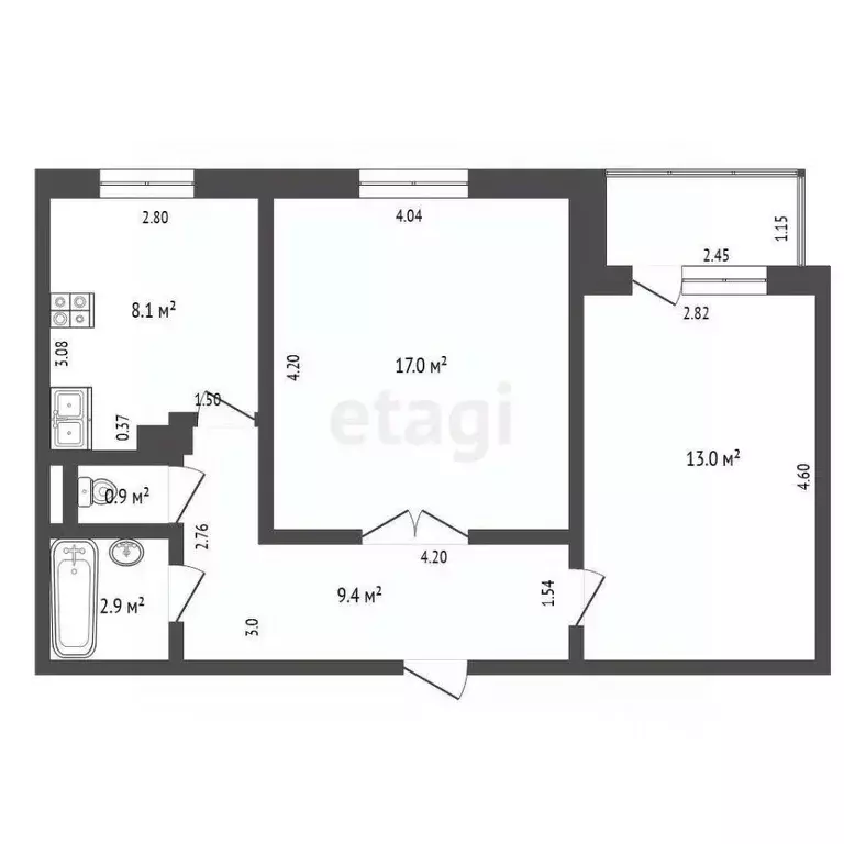 2-к кв. Смоленская область, Сафоново 1-й мкр, 11 (51.0 м) - Фото 1