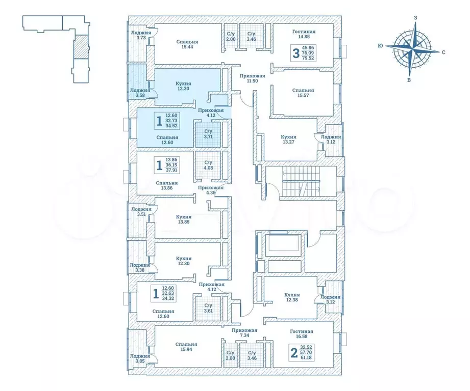 1-к. квартира, 34,6 м, 7/7 эт. - Фото 1