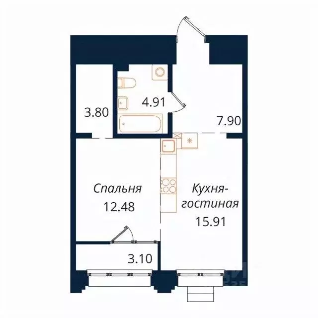 1-к кв. Иркутская область, Иркутск Байкальская ул., 246Б (48.1 м) - Фото 1