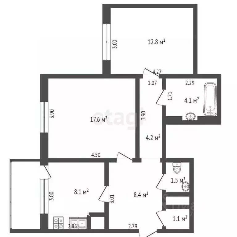 2-к кв. Ямало-Ненецкий АО, Новый Уренгой Оптимистов мкр, 4/2 (57.8 м) - Фото 2