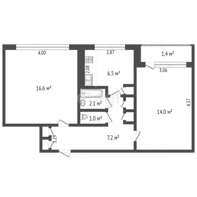2-к кв. Мордовия, Саранск ул. Победы, 17 (49.7 м) - Фото 1