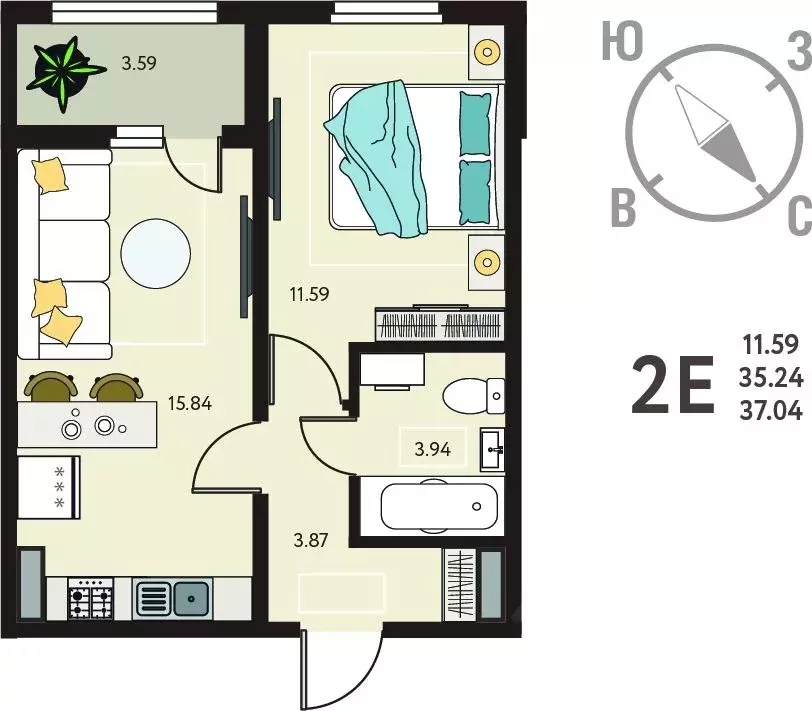 1-к кв. Курская область, Курск Курского завода тракторных запчастей ... - Фото 1