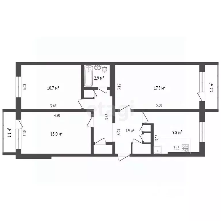3-к кв. Архангельская область, Новодвинск ул. Советов, 35 (67.0 м) - Фото 1
