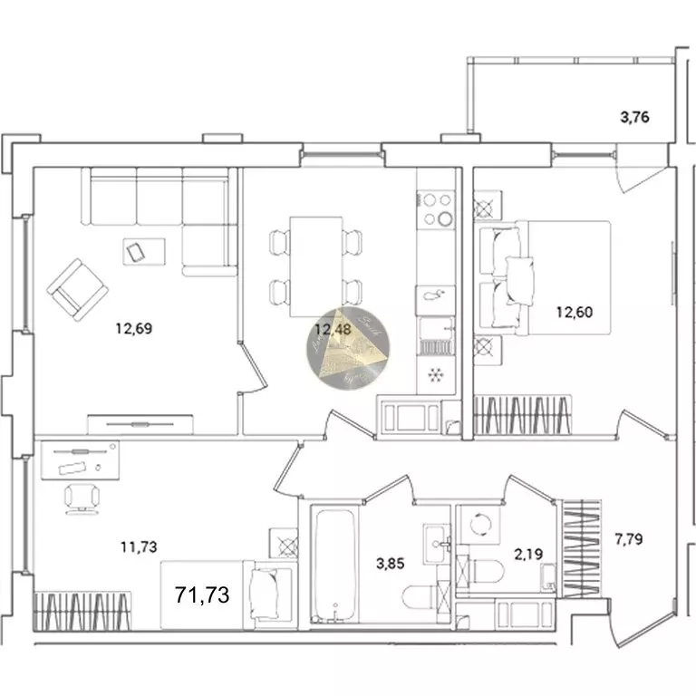 3-комнатная квартира: Санкт-Петербург, Суздальское шоссе, 18к4 (71.73 ... - Фото 1