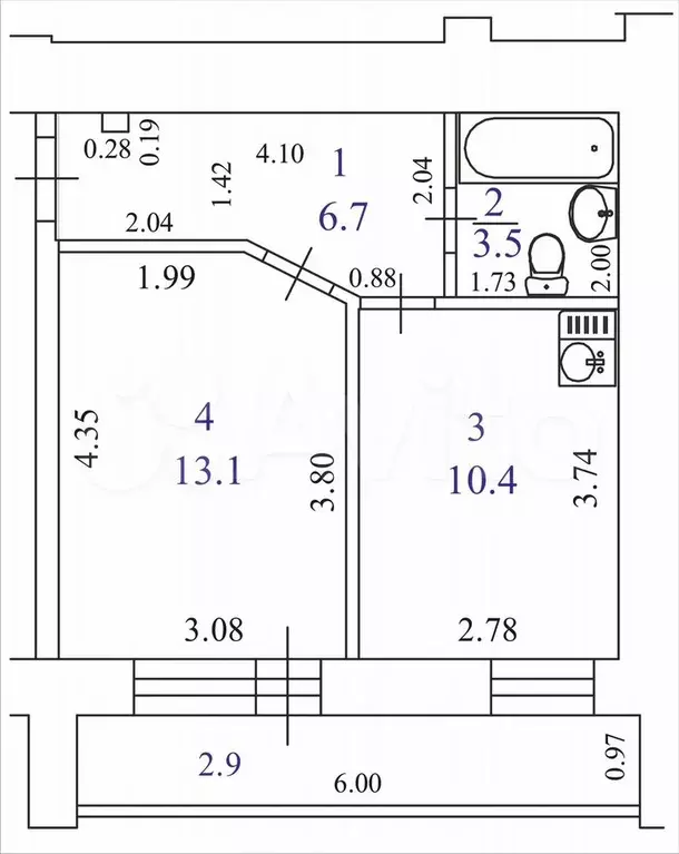1-к. квартира, 40 м, 1/14 эт. - Фото 0