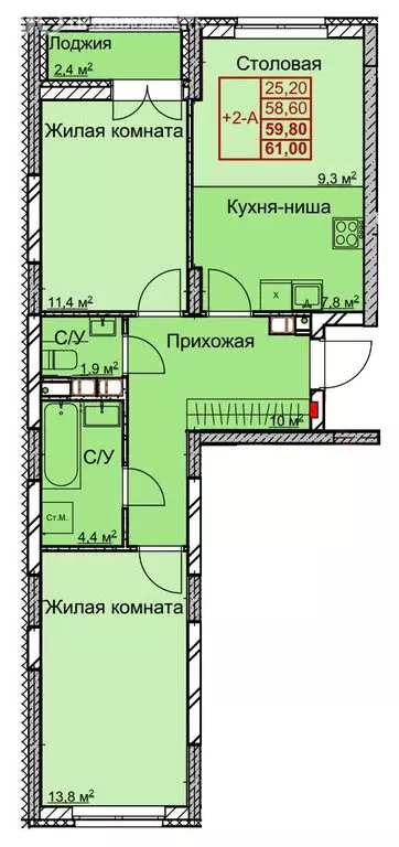 2-комнатная квартира: Нижний Новгород, улица Профинтерна, 17 (59.7 м) - Фото 0