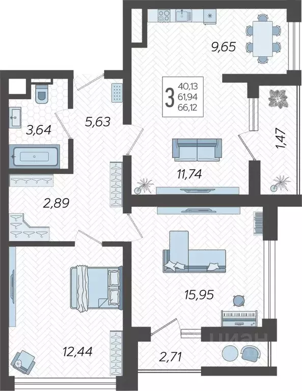 3-к кв. Краснодарский край, Сочи Бытха мкр, ул. Ясногорская, 16/2к14 ... - Фото 1