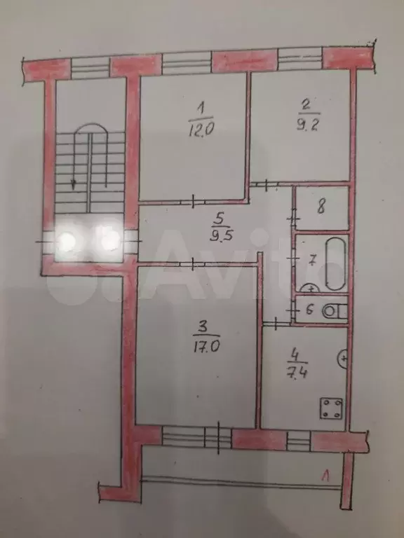 3-к. квартира, 64 м, 3/5 эт. - Фото 0