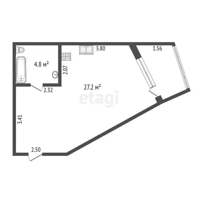 Квартира-студия: Кореиз, Мисхорский спуск, 1Е (31.6 м) - Фото 0