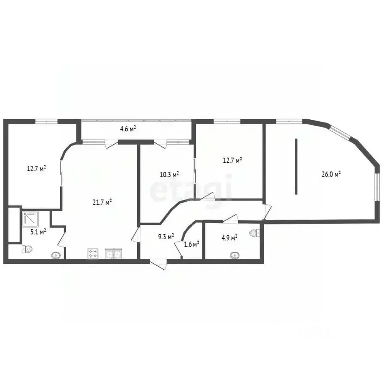 4-к кв. Санкт-Петербург Туристская ул., 30к2 (104.2 м) - Фото 2