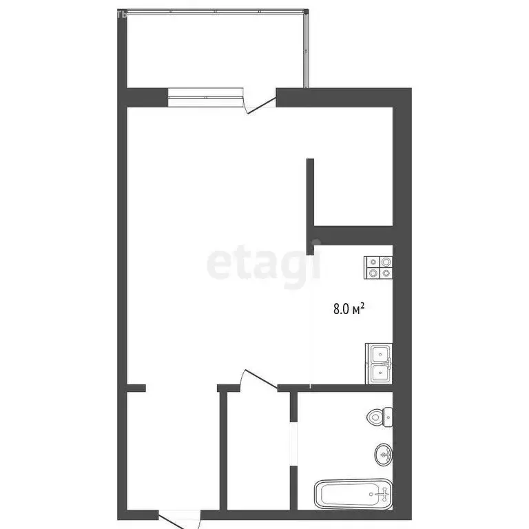 Квартира-студия: Тюмень, улица Ю.-Р.Г. Эрвье, 24 (30 м) - Фото 1