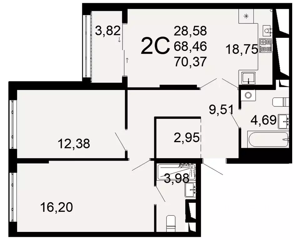 2-к кв. Рязанская область, Рязань Льговская ул., 8 (68.46 м) - Фото 0