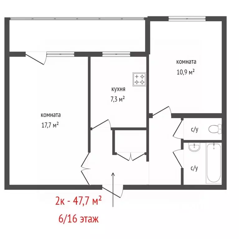 2-к кв. Свердловская область, Екатеринбург ул. Техническая, 12 (48.0 ... - Фото 1