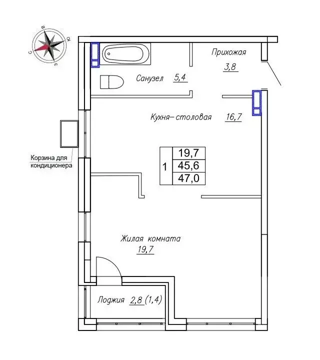 Квартира-студия: Новый, улица Ленина, 6с2 (47 м) - Фото 0