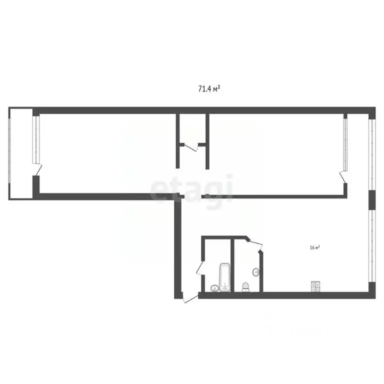 2-к кв. Ставропольский край, Пятигорск ул. Нежнова (71.4 м) - Фото 2