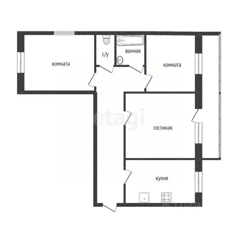 3-к кв. Костромская область, Кострома Индустриальная ул., 24А (67.8 м) - Фото 1