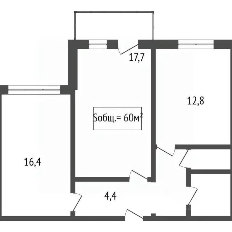 2-к кв. Брянская область, Брянск ул. Брянского Фронта, 28к2 (60.0 м) - Фото 2