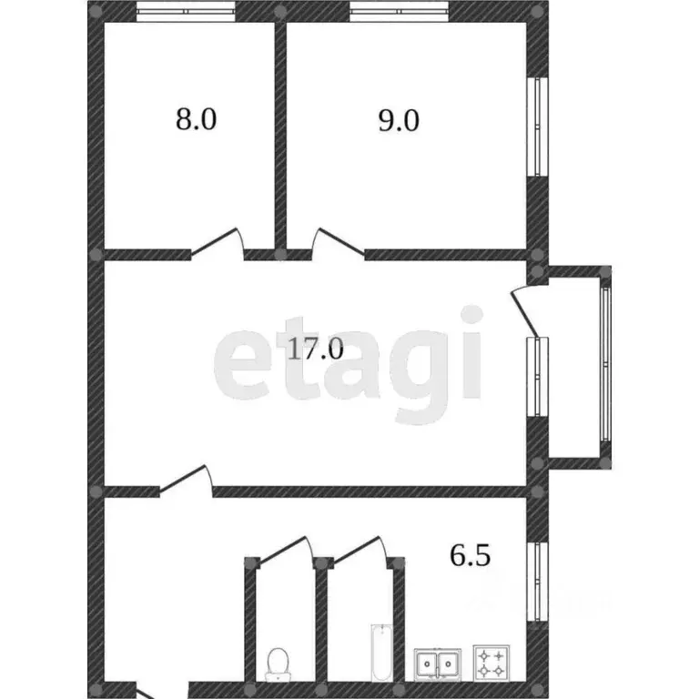 3-к кв. Костромская область, Кострома Якиманиха мкр, 6 (50.0 м) - Фото 1