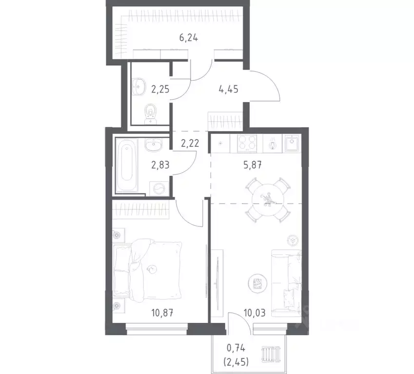 1-к кв. Башкортостан, Уфа Дема жилрайон, Новая Дема жилой комплекс, ... - Фото 1
