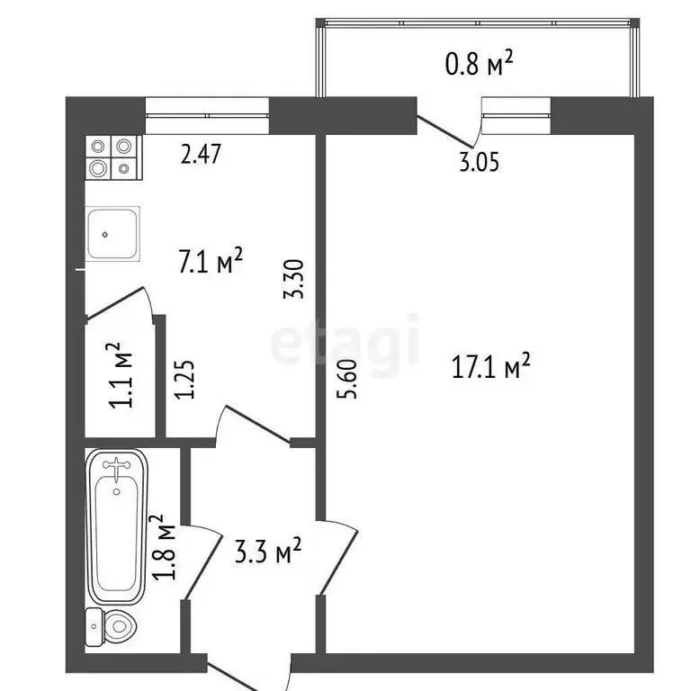 1-комнатная квартира: Стерлитамак, улица Щербакова, 2 (30 м) - Фото 1