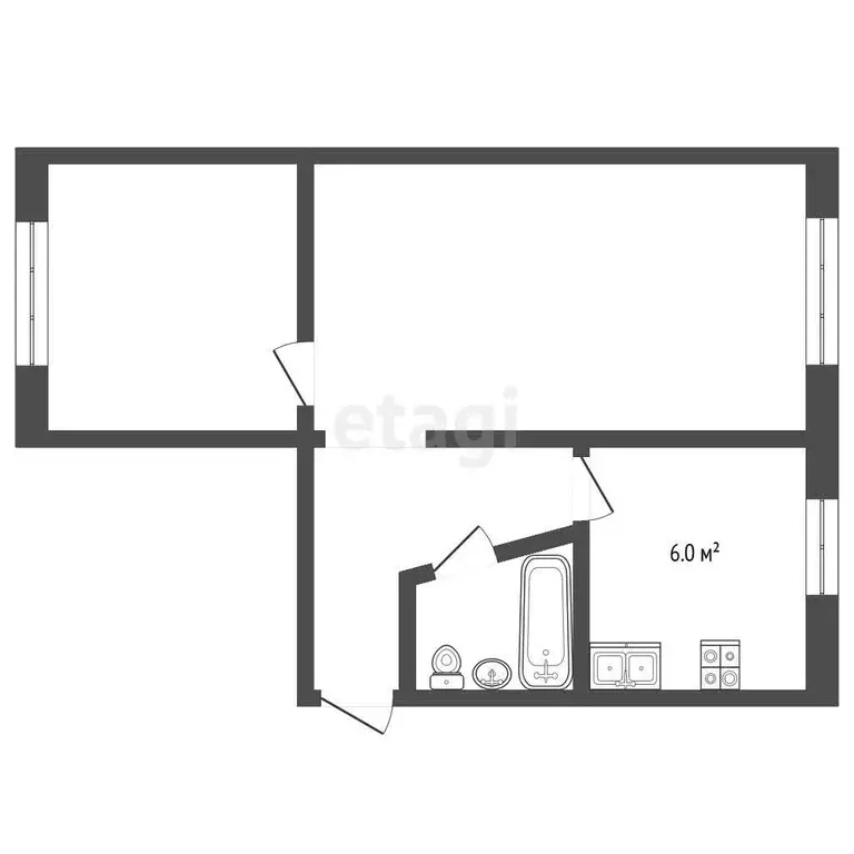 Квартира, 2 комнаты, 45 м - Фото 0