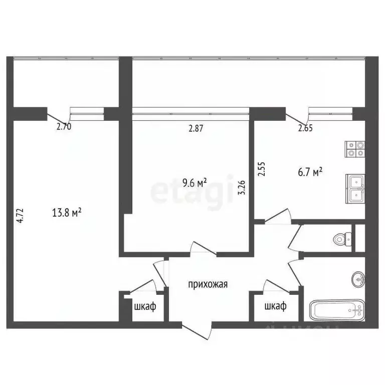 2-к кв. Москва Славянский бул., 11К1 (44.2 м) - Фото 2