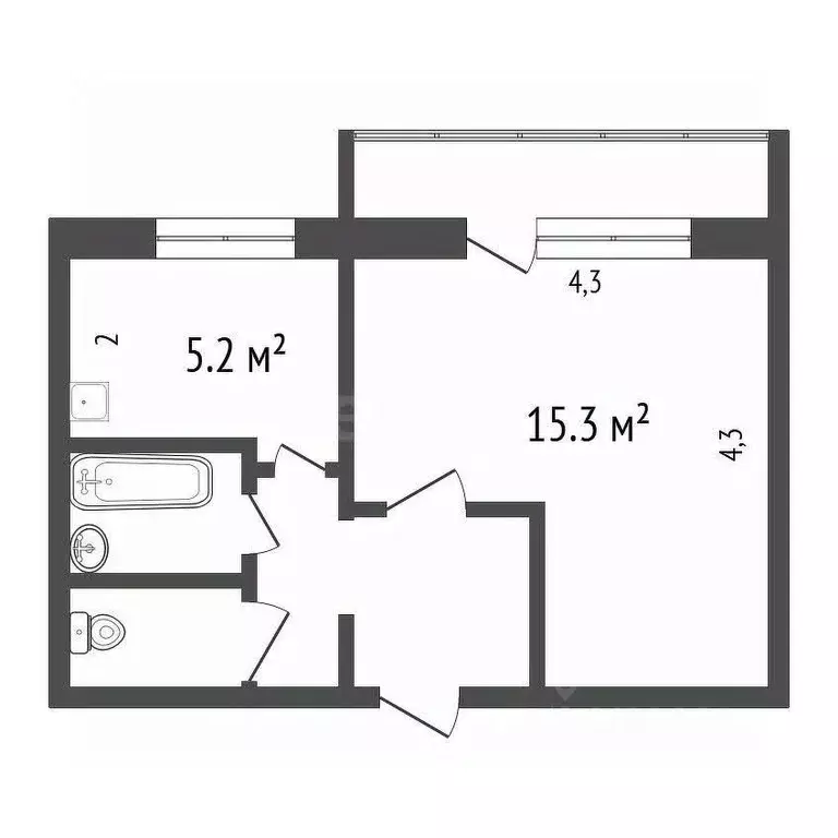 1-к кв. Красноярский край, Красноярск ул. Вильского, 8 (31.1 м) - Фото 2