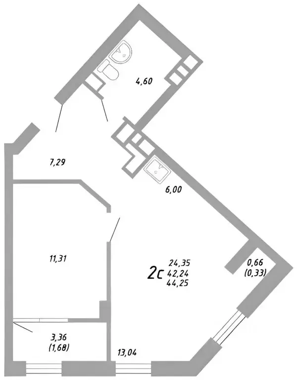 2-к кв. Челябинская область, Челябинск ул. Елькина, 91 (45.0 м) - Фото 1