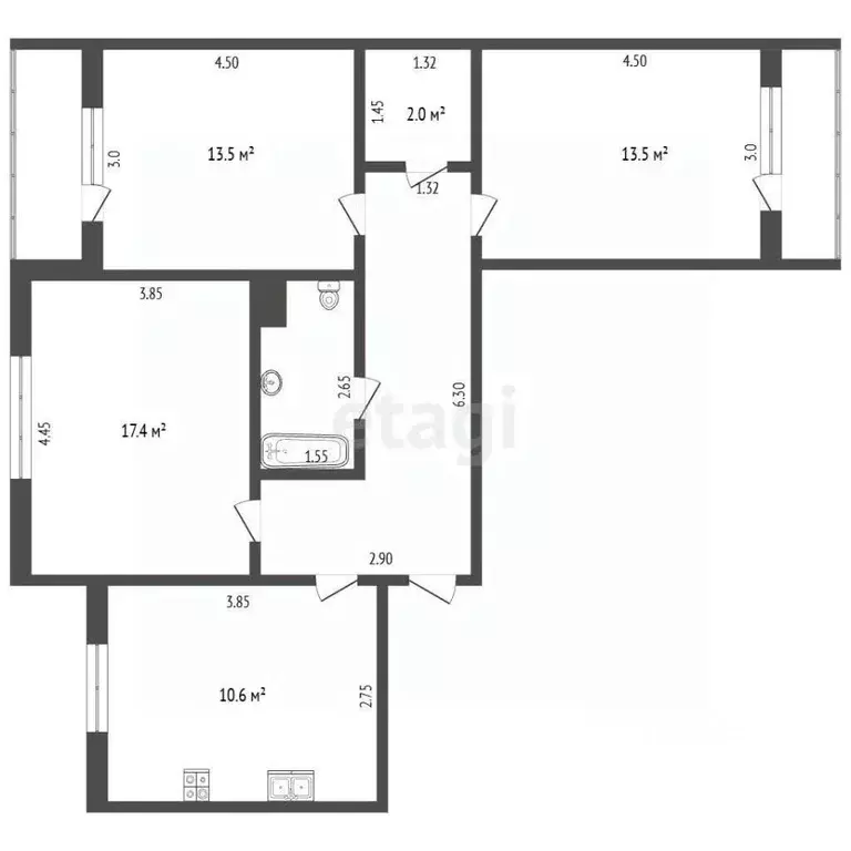 3-к кв. Калининградская область, Светлый ул. Горького, 28 (64.0 м) - Фото 2