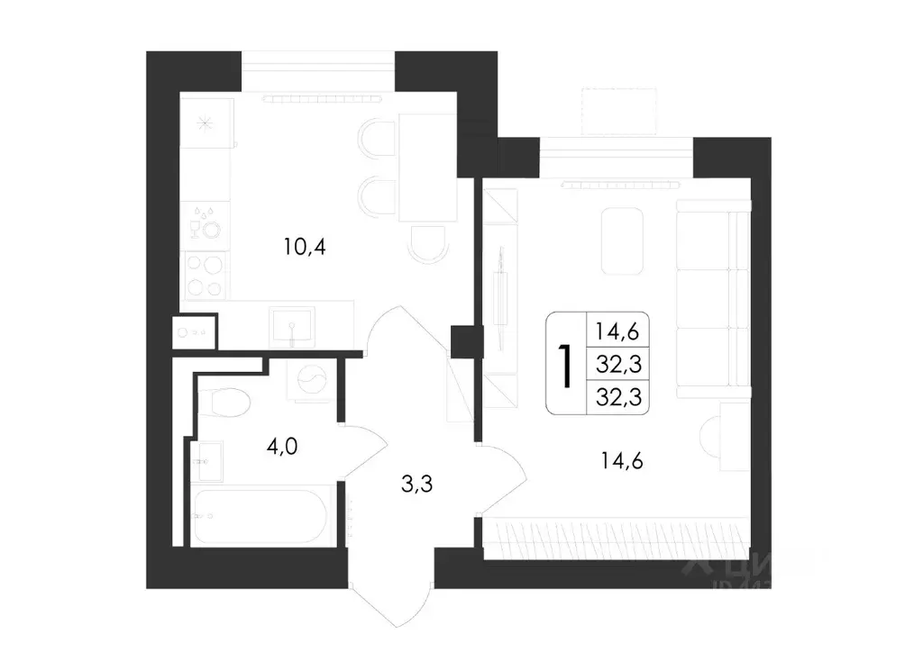 1-к кв. Воронежская область, Воронеж ул. Загоровского, 5/4 (32.3 м) - Фото 0