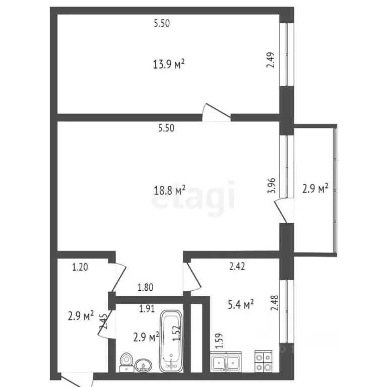 2-к кв. Самарская область, Самара Физкультурная ул., 37 (46.0 м) - Фото 1