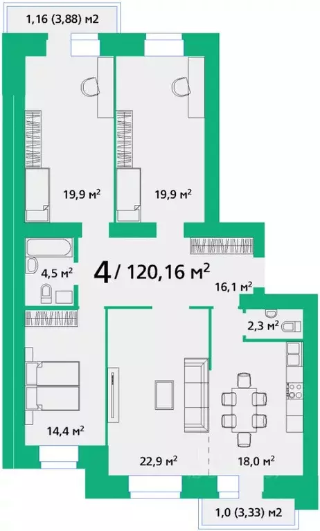 4-к кв. Красноярский край, Красноярск ул. Березина, 82Д (120.16 м) - Фото 0