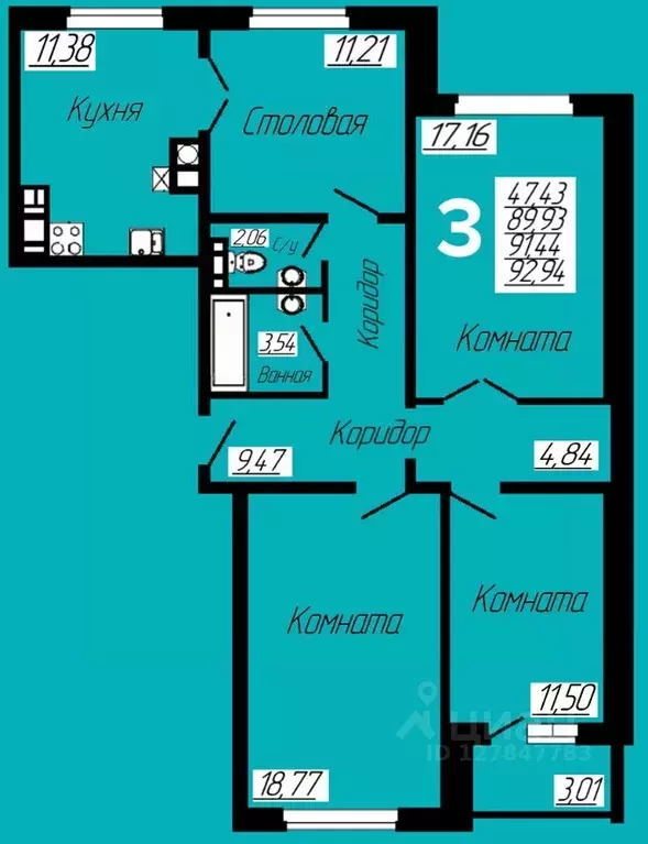 3-к кв. Смоленская область, Смоленск ул. Филатова, 3 (92.75 м) - Фото 0